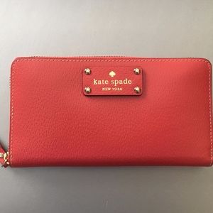 Kate Spade New York Zip Around Red Leather Wallet